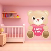 Autocollant Stickers enfant ourson i love you