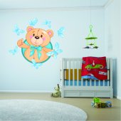 Autocollant Stickers enfant ourson papillons