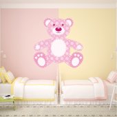 Autocollant Stickers enfant ourson rond rose