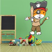 Autocollant Stickers enfant chat pirate