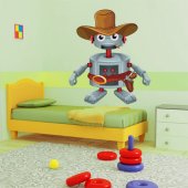 Autocollant Stickers enfant robot cowboy