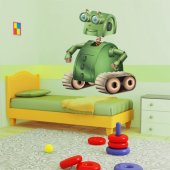 Autocollant Stickers enfant robot vert
