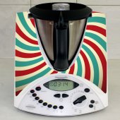 Stickers Thermomix TM31 Rayé turquoise et rouge 