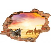 Stickers Trompe l'oeil 3D Savane