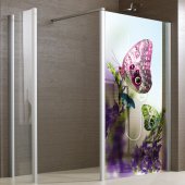 Transparentna Naklejka na Kabiny Prysznicowe Kolor - Motyle