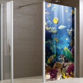 Transparentna Naklejka na Kabiny Prysznicowe Kolor - Ryby