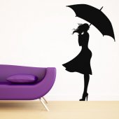 Woman Umbrella Wall Stickers