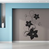 Adesivo Murale fiore farfalle