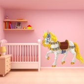 Adesivo Murale bambino cavallo principesco