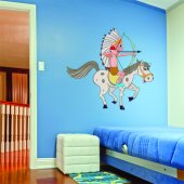 Adesivo Murale bambino indiano a cavallo