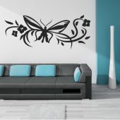 Adesivo Murale fiore farfalla