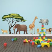 Kit Adesivo Murale bambini 6 animali