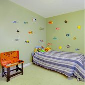 Autocollant Stickers enfant kit 20 poissons