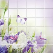 Stickers carrelage fleurs papillons