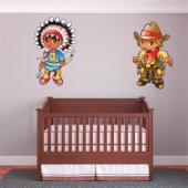 Autocollant Stickers enfant cowboy et indien