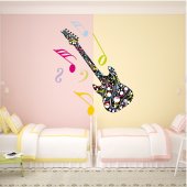 Autocollant Stickers ado guitare multicolore