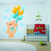 Autocollant Stickers enfant ourson ballons