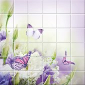 vinilo azulejos flores mariposas