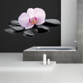 Vinilo decorativo guijarros orquídea