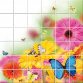 Butterfly Flowers - Tiles Wall Stickers