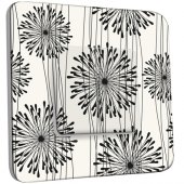 Interrupteur Décoré Double va et vient  Fleurs design Black&White 1 