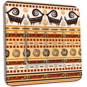 Interrupteur Décoré Double va et vient Motif Africain Design 3 