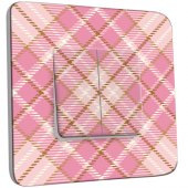 Interrupteur Décoré Double va et vient Motif Carreaux Roses 2 