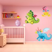 Autocollant Stickers enfant kit 3 bebe dinosaure