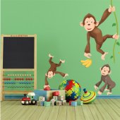 Autocollant Stickers enfant kit 3 singes
