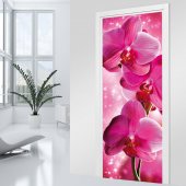 Naklejka na Drzwi - Różowa Orchidea
