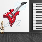 Autocollant Stickers ado guitare rouge