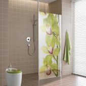 Stickers Paroi de douche semi translucide orchidée verte