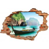 Stickers Trompe l'oeil 3D Bateau