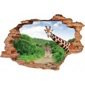 Stickers Trompe l'oeil 3D Girafe