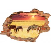 Stickers Trompe l'oeil 3D Savane