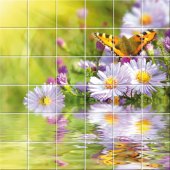 vinilo azulejos flores mariposas