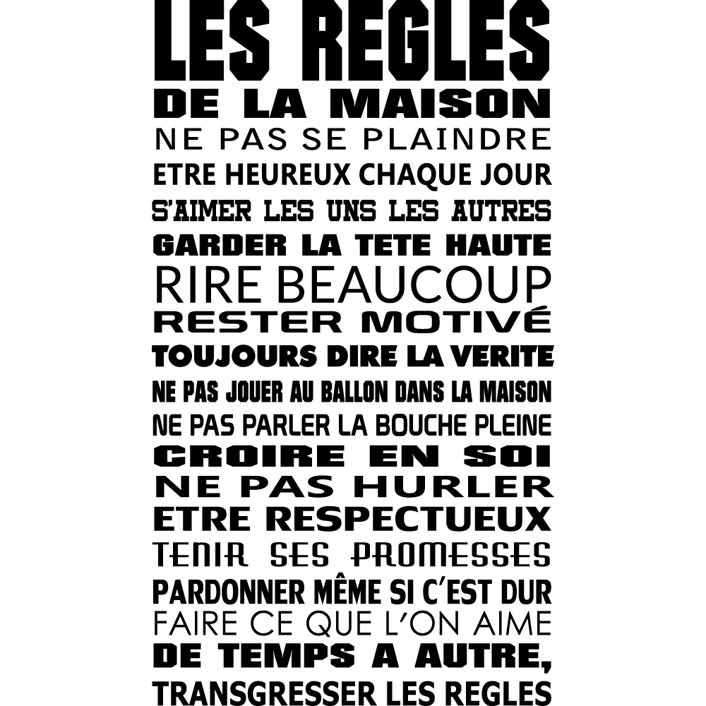 Stickers Citation Les Regles De La Maison Pas Cher