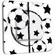 Interrupteur Décoré Double - Foot Design Black&White Etoiles