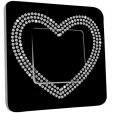 Interrupteur Décoré Poussoir - Coeur En Strass Fond Noire