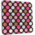 Interrupteur Décoré Poussoir - Pois Multicolores Fond Chocolat 