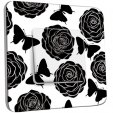 Interrupteur Décoré Poussoir - Roses design Black&White