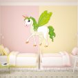 Stickers licorne ailes verte