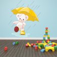 Stickers ourson sous la pluie