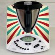 Stickers Thermomix TM 31 Rayé turquoise et rouge 2 