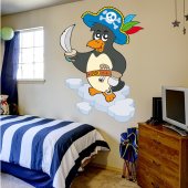 Adesivo Murale bambino pinguino pirata
