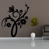 Adesivo Murale fiore farfalla