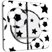 Interrupteur Décoré Double va et vient  Foot Design Black&White Etoiles