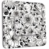 Interrupteur Décoré Poussoir Fleurs design Black&White