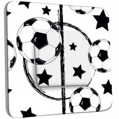 Interrupteur Décoré Poussoir Foot Design Black&White Etoiles