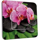 Interrupteur Décoré Poussoir Galet Orchidée